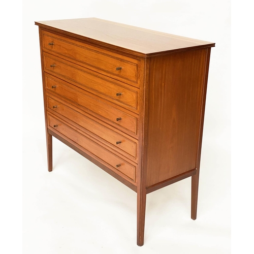 289 - CHEST, 106cm W x 111cm H x 46cm D, 1960's Danish teak, with five long drawers and straight leg suppo... 