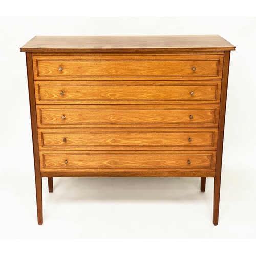 289 - CHEST, 106cm W x 111cm H x 46cm D, 1960's Danish teak, with five long drawers and straight leg suppo... 