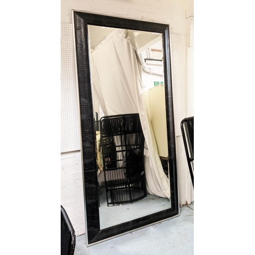 325 - ANDREW MARTIN WALL MIRROR, faux crocodile upholstered frame, 115cm x 225cm, bevelled plate.