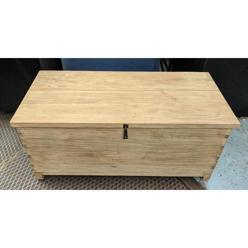 329 - TRUNK, contemporary oriental style, lift off half lid, 110cm x 51.5cm x 48cm.