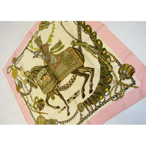 42 - VINTAGE HERMÈS 'LE TIMBALIER' SILK SCARF, designed in 1961 by Marie Francoise Hèron, 90cm x 90cm.