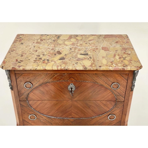 140 - COMMODE, French Louis XVI style kingwood and silver gilt metal mounted with two drawers, 61cm x 34cm... 