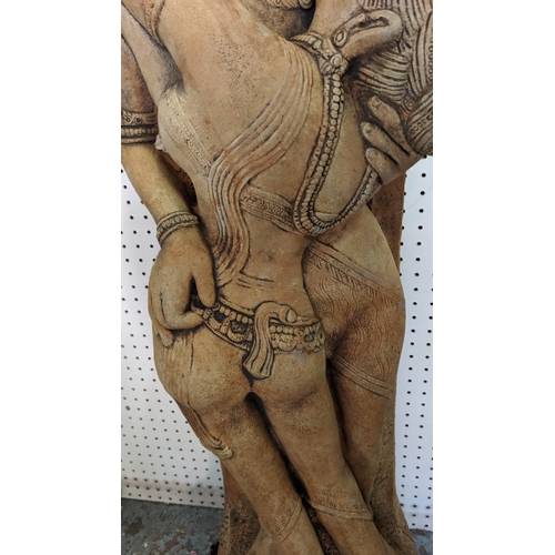 522 - RAMA AND SITA, composite stone, 81cm H approx.