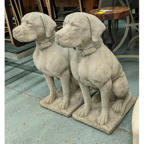 524 - HOUNDS, a pair, composite stone, 73cm H, approx. (2)