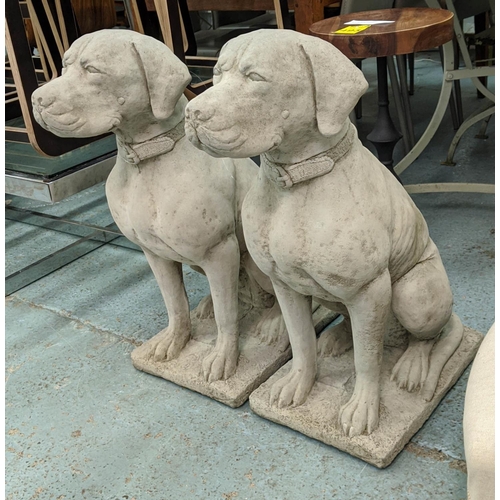 524 - HOUNDS, a pair, composite stone, 73cm H, approx. (2)