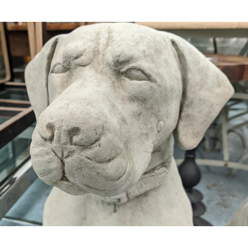 524 - HOUNDS, a pair, composite stone, 73cm H, approx. (2)