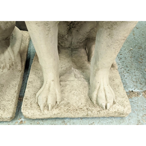 524 - HOUNDS, a pair, composite stone, 73cm H, approx. (2)