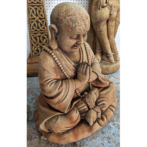 526 - LAUGHING BUDDAH, composite stone, 57cm H approx.