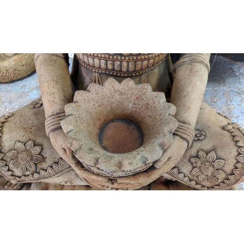 527 - SEATED BUDDAH WITH OFFERING BOWL, composite stone, 81cm H, approx.