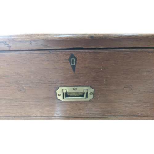 159 - CAMPAIGN STYLE CHEST, 98cm x 108cm H x 44cm D, 19th century Anglo Indian teak, of five drawers with ... 