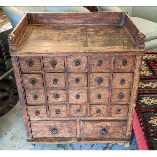 177 - APOTHECARY'S CHEST, galleried top and twenty small drawers above two larger drawers, 65cm x 46cm x 7... 