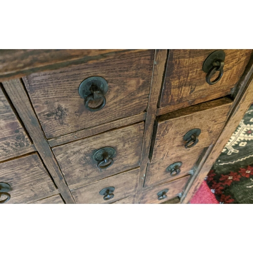 177 - APOTHECARY'S CHEST, galleried top and twenty small drawers above two larger drawers, 65cm x 46cm x 7... 