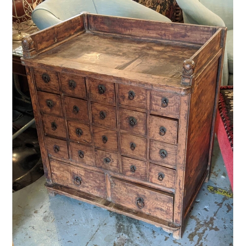 177 - APOTHECARY'S CHEST, galleried top and twenty small drawers above two larger drawers, 65cm x 46cm x 7... 