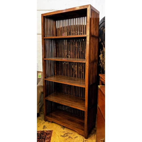 178 - BOOKCASE, modern Chinese design hardwood with four shelves, slatted exterior, 87cm x 35.5cm x 188.5c... 