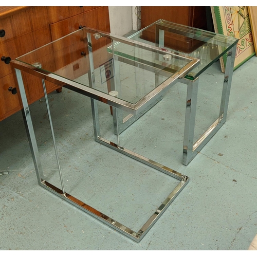 323 - BOCONCEPT SIDE TABLE, glass and chrome, 45cm x 45cm x 51cm H, and another similar. (2)