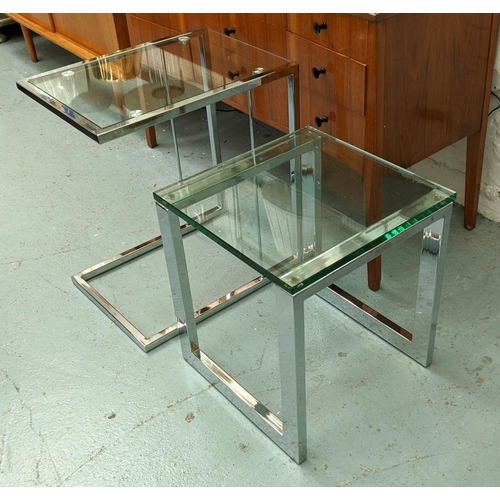 323 - BOCONCEPT SIDE TABLE, glass and chrome, 45cm x 45cm x 51cm H, and another similar. (2)