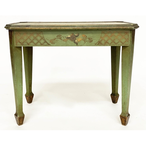 126 - SIDE TABLE, 1930s green lacquered and polychrome and gilt Chinoiserie decorated. H 48cm, W 60cm, D 3... 