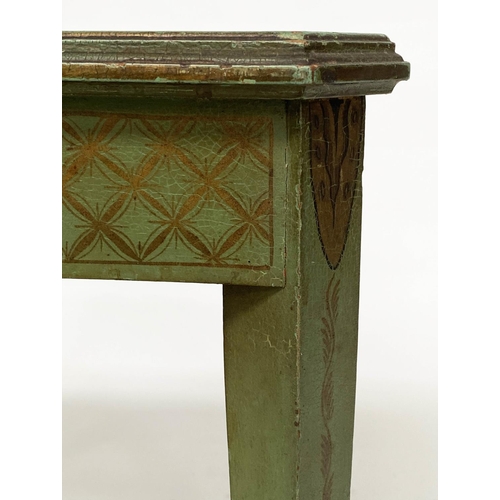 126 - SIDE TABLE, 1930s green lacquered and polychrome and gilt Chinoiserie decorated. H 48cm, W 60cm, D 3... 