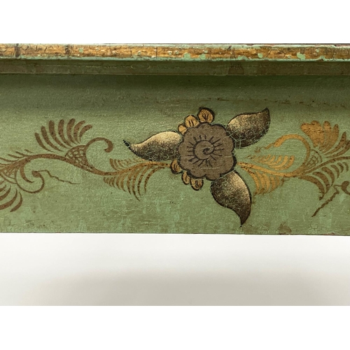 126 - SIDE TABLE, 1930s green lacquered and polychrome and gilt Chinoiserie decorated. H 48cm, W 60cm, D 3... 