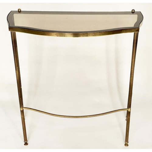 151 - CONSOLE TABLE, 1970s Maison Jansen style brass and glazed of serpentine outline, 77cm W x 38cm D x 7... 