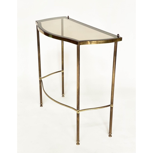 151 - CONSOLE TABLE, 1970s Maison Jansen style brass and glazed of serpentine outline, 77cm W x 38cm D x 7... 