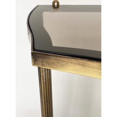 151 - CONSOLE TABLE, 1970s Maison Jansen style brass and glazed of serpentine outline, 77cm W x 38cm D x 7... 