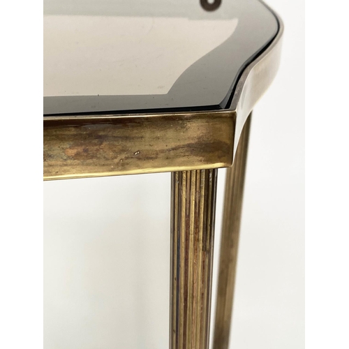 151 - CONSOLE TABLE, 1970s Maison Jansen style brass and glazed of serpentine outline, 77cm W x 38cm D x 7... 