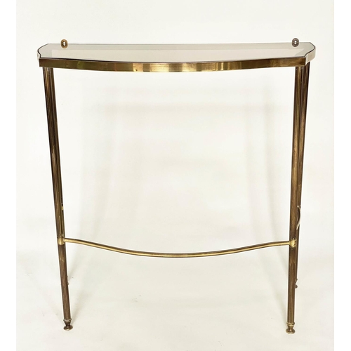 151 - CONSOLE TABLE, 1970s Maison Jansen style brass and glazed of serpentine outline, 77cm W x 38cm D x 7... 