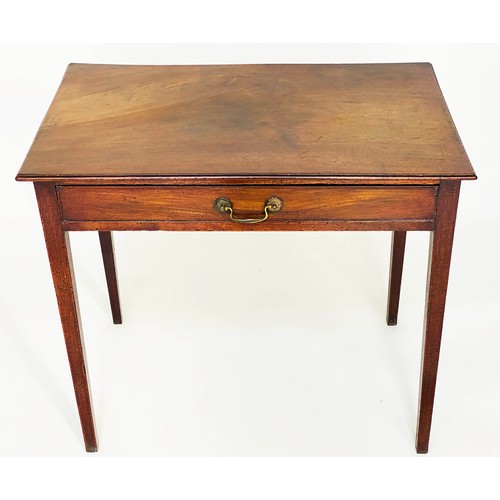 120 - WRITING TABLE, George III period mahogany with fold width frieze drawer and square sections supports... 