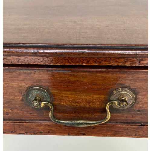 120 - WRITING TABLE, George III period mahogany with fold width frieze drawer and square sections supports... 