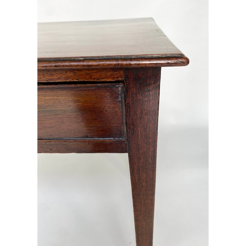 120 - WRITING TABLE, George III period mahogany with fold width frieze drawer and square sections supports... 