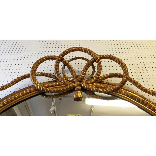 234 - OVERMANTEL MIRROR, 152cm H x 147cm, Victorian giltwood rope twist detail.