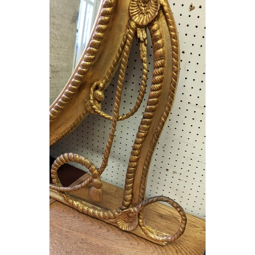 234 - OVERMANTEL MIRROR, 152cm H x 147cm, Victorian giltwood rope twist detail.