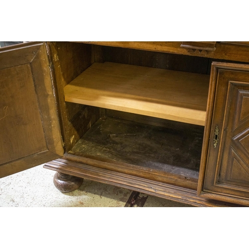 229 - BUFFET A DEUX CORPS, 236cm H x 157cm W x 60cm D,  Louis XIII, first half 17th century walnut with fo... 