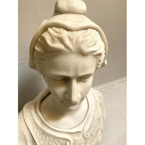 219 - BUST OF A LADY, 53cm H x 45cm W x 23cm D, Italian marble.