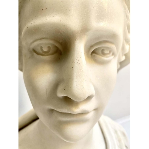 219 - BUST OF A LADY, 53cm H x 45cm W x 23cm D, Italian marble.