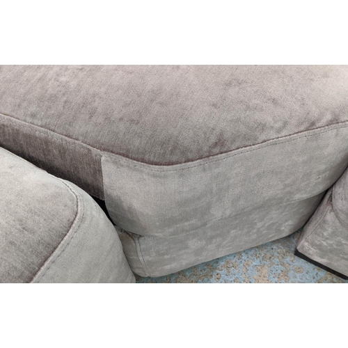 535 - CORNER SOFA, modular, light grey upholstered, single arm end sections - 150cm wide, corner piece - 1... 