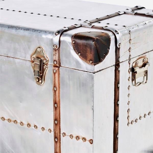 328 - AVIATOR STYLE TRUNKS, a graduated set of three, 44cm x 82cm x 46cm. (3)