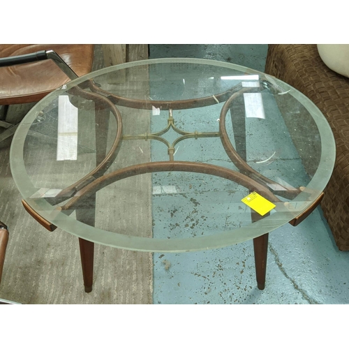 337 - LOW TABLE, 100cm x 48cm H, Danish 1960's, with both a glass and alternative mirrored top.