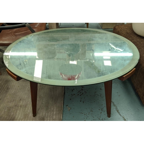 337 - LOW TABLE, 100cm x 48cm H, Danish 1960's, with both a glass and alternative mirrored top.