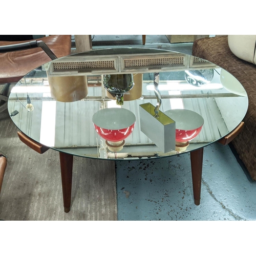 337 - LOW TABLE, 100cm x 48cm H, Danish 1960's, with both a glass and alternative mirrored top.