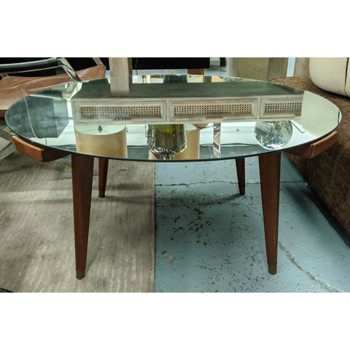 337 - LOW TABLE, 100cm x 48cm H, Danish 1960's, with both a glass and alternative mirrored top.