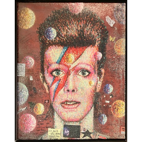 55 - AFTER JAMES COCHRAN, 'Bowie Mural' screenprint on mirror plate, 67cm x 55cm.