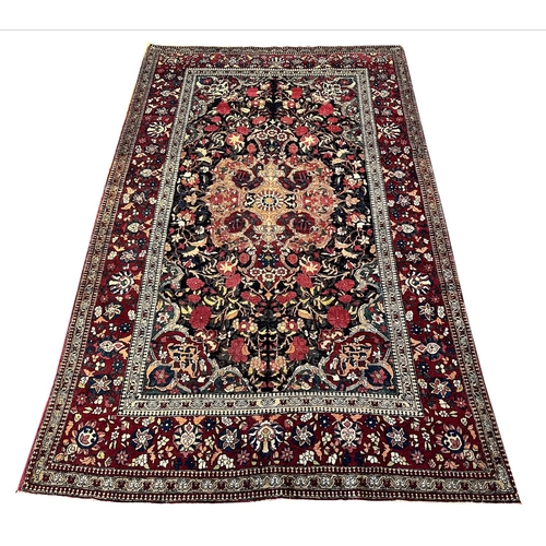 109 - ANTIQUE ISPHAHAN RUG, 222cm x 135cm.