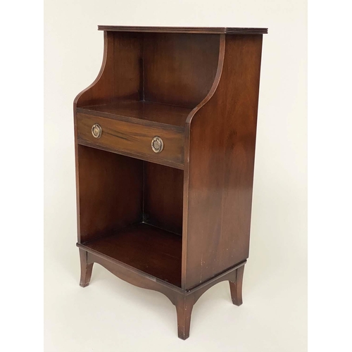 185 - BEDSIDE CABINETS, a pair, George III style mahogany each with shelf, drawer and undertier, 44cm x 77... 