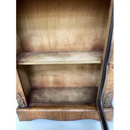 208 - MARQUETRY BOOKCASE, Victorian burr walnut and ormolu mounted with glazed panelled door enclosing she... 