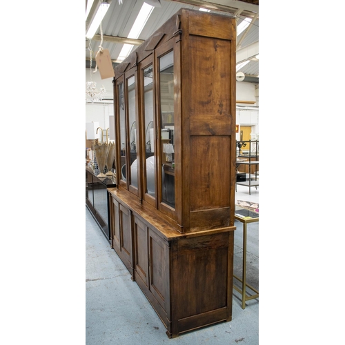 235 - LIBRARY BOOKCASE, 232cm H x 212cm W x 56cm D, 19th century style French walnut in two parts with fou... 