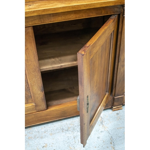 235 - LIBRARY BOOKCASE, 232cm H x 212cm W x 56cm D, 19th century style French walnut in two parts with fou... 