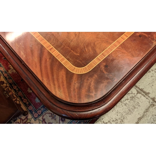 253 - DINING/BOARDROOM TABLE, 380cm L x 140cm x 82cm H, Regency style mahogany with inlaid detail on two p... 