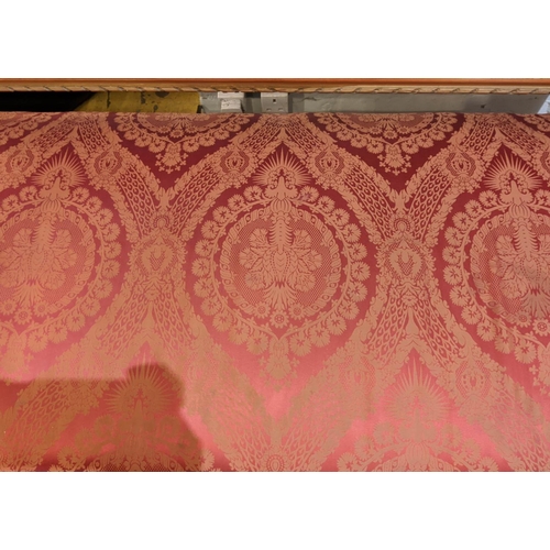 259 - CANAPE, 133cm W x 99cm H, circa 1900, red damask with gilt showframe.